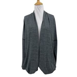 Lucy Cardigan Womens M Medium Charcoal Open Front Cocoon Pockets Drop Shoulders